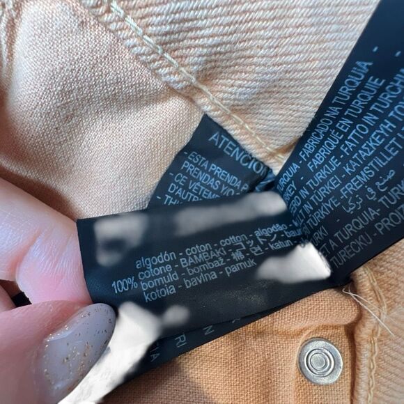 ZARA ZW Twisted Seam Wide Leg High Waist Jeans Peach Orange Size 6 US / 38 EUR - Picture 11 of 13